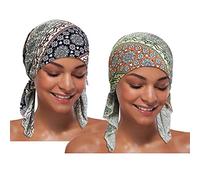 Heywhose Lot de 2 Bonnets de Chimio Turban pré-noués pour Femme - - Taille Libre