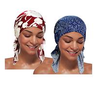 Heywhose Lot de 2 Bonnets de Chimio Turban pré-noués pour Femme - - Taille Libre