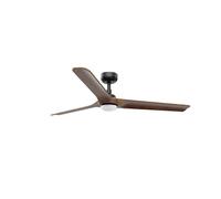 Faro Barcelona – Ventilateur de plafond HEYWOOD – Grand, DC, LED, 6 vitesses, noir et bois foncé