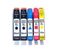 HEZHAOWH Cartouche d'encre Compatible 655XL 655 HP655 for imprimante à Jet d'encre D-skjet Advantage 3525 5525 4615 4625 4525 6520 6525 6625(1 Set 5PCS)
