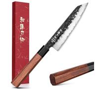 HEZHEN 15cm Couteau Kiritsuke en Acier Composite, Couteau de Chef de Haute Qualité, Couteau de Cuisine de Style Japonais, Manche Octogonal en Redwood