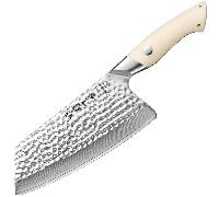 HEZHEN B38H couperet 7,5 pouces couleur blanche G10 acier Damas 67 couches