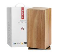 HEZHEN Porte-Couteaux Tournant 360°en Bois d'Acacia,Bloc Couteau Magnétique avec Base Antidérapant en Acier Inoxydable,Support Magnétique à Quatre Faces