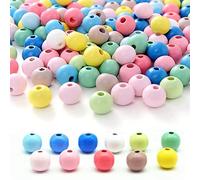 Hezhou 1000 pcs Perles en Bois Rondes Perles Artisanales Pastel Perles Couleur Mixte avec Trou 8mm Perles en Bois Rondes pour Filetage Perles Artisanales Pastel Perles Couleur Mixte avec Trou