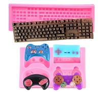 Hezhou 2 pièce Moule pour Manette de Jeu Moule en silicone pour clavier Moules en silicone 3D Jeux Vidéo Contrôleur Fondant Mould pour Décorer des Gâteaux Outils de Pâtisserie DIY Muffin