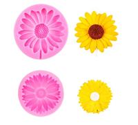 Hezhou 2 Pièces Moules de Tournesol Flower Resin Moule en Silicone Mini Fleur Roses Fleur de Marguerite Moules pour Fondant Gâteau Chocolat Gelée Sucre Savon DIY Mold (Rose)