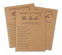 HEZNZXQ Jeux de mariage rustiques en kraft, How Well Do You Know The Bride Minimalistes, jeux de fête prénuptiale, décorations de fiançailles, enterrement de vie de jeune fille, cartes de jeux double