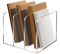 HeZone Porte-revues en acrylique transparent, organiseur de fichiers pour bureau, livres, une pièce - 3 espaces verticaux, 1 lot (B5)