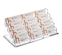HeZone Présentoir pour cartes de visite - 12 emplacements - 4 étages - En acrylique transparent - Peut contenir environ 600 cartes (12 compartiments)