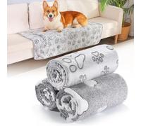HezzLuv Couverture pour Chien Chat, Couvertures Polaires pour Chien Chat de Compagnie, Douces et Lavables, Lot de 3 Couvertures idéales pour Les Canapés, Les Lits et Les Sièges D'auto, 104x76cm, Gris