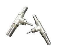 HF Mont Réducteur de barbe de tuyau en acier inoxydable 8/10/12/14/16/19/20-32mm, 3 voies, séparateur d'assemblage, coupleur de connecteur de queue de tuyau en acier inoxydable 304(Two ends 12mm,8mm)