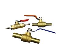 HF Mont Robinet à bille d'arrêt en laiton droit bidirectionnel, 4 6 8 10 12 14 16 19 25 32 40 50mm(12mm Barb)