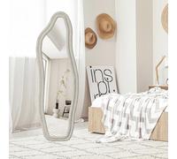HFASD 160 x 50 cm Miroir Mural Asymétrique De Forme Organique Grand Miroir Debout Moderne Au Sol Cintré Décoratif Pour Salon Chambre À Coucher Entrée