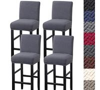 HFCNMY Lot de 4 housses de tabouret de bar extensibles avec dossier en jacquard avec bandes élastiques pour tabouret de bar de comptoir, gris foncé