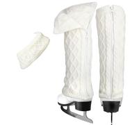 HFCOONY Jambières et bandeau pour patinage artistique, hockey, patinage sur glace, tricot chaud d'hiver doublé en polaire et bandeau pour danse ballet. Accessoires de patinage sur glace, blanc, Short