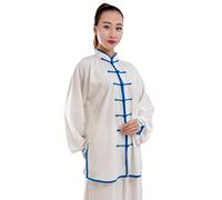HFCY Arts martiaux Tai Chi Uniforme Kung Fu Vêtements pour hommes et femmes chinois TraditionalWing Chun Vêtements, Blanc-XXXL