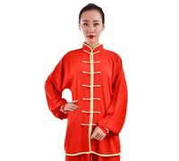 HFCY Arts martiaux Tai Chi Uniforme Kung Fu Vêtements pour hommes et femmes chinois TraditionalWing Chun Vêtements Rouge-L