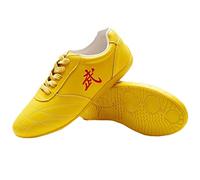 HFCY Chaussures Kung Fu Arts Martiaux Tai Chi Chaussures Taekwondo Boxe Sport Gym Chaussures Poids léger pour Enfants Adultes,Yellow-43