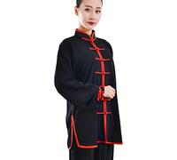 HFCY Uniforme d'arts martiaux Tai Chi Kung Fu pour hommes et femmes, vêtements traditionnels chinois Wing Chun, noir-XS