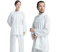 HFCY Uniforme de Tai Chi Arts Martiaux Wing Chun Kung Fu Vêtements d'entraînement pour seniors débutants hommes femmes, blanc-XS