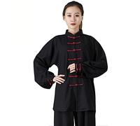 HFCY Uniformes chinoises traditionnelles de Tai Chi Kung Fu Vêtements pour les arts martiaux pour femme et homme, Noir-M