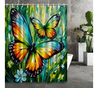hfdch Rideau Douche Fleurs Papillon Rideau De Douche Boho, Rideau De Douche Moderne Minimaliste Art Esthétique Anti-Moisissure Imperméable Rideau De Douche