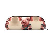 Hfderw Sac de rangement semi-circulaire en cuir avec fermeture éclair stéréo, étui portable pour crayons, trousse de maquillage, sac de rangement, argent, taille unique, art déco, argent métallique