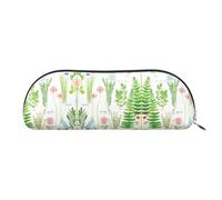 Hfderw Sac de rangement semi-circulaire en cuir avec fermeture éclair - Trousse à crayons portable - Sac à crayons - Sac de rangement pour cosmétiques, Argent, One Size, Art déco.