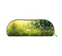 Hfderw Sac de rangement semi-circulaire en cuir avec fermeture éclair - Trousse à crayons portable - Sac à crayons - Sac de rangement pour cosmétiques, Or, One Size, Art déco.