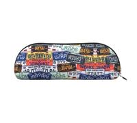 Hfderw Sac de rangement semi-circulaire en cuir avec fermeture éclair - Trousse à crayons portable - Sac à crayons - Sac de rangement pour cosmétiques, Or, One Size, Art déco.