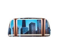 Hfderw Trousse à crayons stéréo en cuir avec fermeture éclair - Sac de rangement portable, Argent, One Size, Art déco.