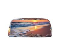 Hfderw Trousse à crayons stéréo en cuir avec fermeture éclair - Sac de rangement portable, Argent, One Size, Art déco.