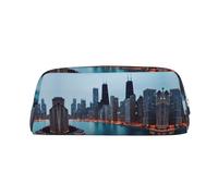 Hfderw Trousse à crayons stéréo en cuir avec fermeture éclair - Sac de rangement portable, Argent, One Size, Art déco.