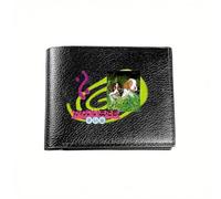 HFDGFJKKL Portefeuille de qualité Adorables chiots se cachant dans l’herbe Affaires Hommes Casual Élégant Simple Pratique Élégant Impression Créatif Cadeaux d’Halloween et de Noël