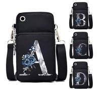 HFDGFJKKL Sac à dos 26 Roses bleues Alphabet Téléphone portable Femmes à épaules petites Sac à main bandoulière Porte-monnaie Lady Portefeuille Sac à main Cadeau Festival