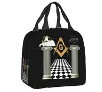 HFDGFJKKL Sac à dos Maçonnique personnalisé Maçon Freemason Déjeuner Étanche Glacière Thermique Boîte à Bento Isolée Travail École Pique-Voyage Nourriture Fourre-tout Cadeaux d’Halloween et de Noël