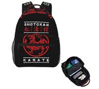 HFDGFJKKL Sac à dos Shotokan Karaté Blanc Texte Sac à dos Grande Capacité Garçons Filles Livre École Épaule pour Hommes Femmes Cadeaux d’Halloween et de Noël