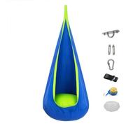 HFDJRWK Balançoire for Enfants, Balançoire Hamac en Coton for Enfants, Balançoire Sensorielle avec Sac de Rangement, Adaptée À Une Utilisation Intérieure Et Extérieure.(Blue)