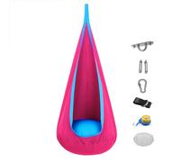 HFDJRWK Balançoire for Enfants, Balançoire Hamac en Coton for Enfants, Balançoire Sensorielle avec Sac de Rangement, Adaptée À Une Utilisation Intérieure Et Extérieure.(Red)