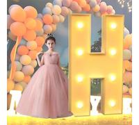 HFDJRWK Grande Enseigne Lumineuse en Lettres, Cadre en Mosaïque de Ballons, Idéale for Une Fête de Baptême Ou Une Demande en Mariage. Panneau en Mousse Prédécoupé À Monter Soi-même.(H,100cm)