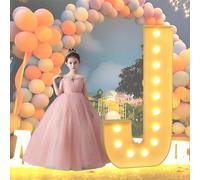 HFDJRWK Grande Enseigne Lumineuse en Lettres, Cadre en Mosaïque de Ballons, Idéale for Une Fête de Baptême Ou Une Demande en Mariage. Panneau en Mousse Prédécoupé À Monter Soi-même.(J,120cm)