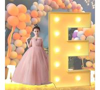 HFDJRWK Grande Enseigne Lumineuse en Lettres, Cadre en Mosaïque de Ballons, Idéale for Une Fête de Baptême Ou Une Demande en Mariage. Panneau en Mousse Prédécoupé À Monter Soi-même.(E,100cm)