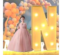 HFDJRWK Grande Enseigne Lumineuse en Lettres, Cadre en Mosaïque de Ballons, Idéale for Une Fête de Baptême Ou Une Demande en Mariage. Panneau en Mousse Prédécoupé À Monter Soi-même.(N,120cm)