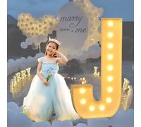 HFDJRWK Grande Enseigne Lumineuse Néon, Lettres Encadrées de Ballons en Mosaïque, Idéale for Les Anniversaires, Les Baby Showers Et Autres Fêtes.(J,120cm)