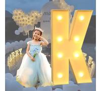 HFDJRWK Grande Enseigne Lumineuse Néon, Lettres Encadrées de Ballons en Mosaïque, Idéale for Les Anniversaires, Les Baby Showers Et Autres Fêtes.(K,70cm)