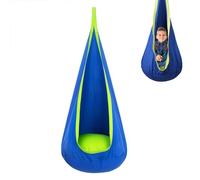 HFDJRWK Hamac en Coton avec Coussin d'air Durable, Chaise Hamac for Enfants, Balançoire Sensorielle Intérieure/extérieure Adaptée À la Thérapie de l'Autisme, Balançoire Hamac de Style Pod(Blue)