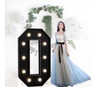 HFDJRWK Lettre Géante Au Néon Noir, Grande Lettre en Mosaïque avec Ampoules, Adaptée Aux Fêtes d'anniversaire en Ballons, Aux Célébrations d'anniversaire Et Aux Décorations de Mariage(O,70cm)