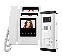 HFeng 4.3 '' Kit interphone vidéo Couleur pour interphone 3 moniteurs + 700TVL Caméra vidéo de Vision Nocturne COMS IR pour 3 Appartements/familles