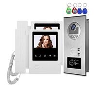 HFeng Caméra RFID de 4,3 '' interphone vidéo Couleur + 2 moniteurs pour 2 Appartements/familles, 700TVL, Déverrouillage des clés RFID, Vision Nocturne