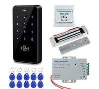HFeng IP68 Kit de Système de Contrôle d'accès de Porte Extérieure étanche RFID Clavier Contrôle d'accès + 180KG / 350lbs Serrure Magnétique électrique + Alimentation + 10pcs Porte-clés